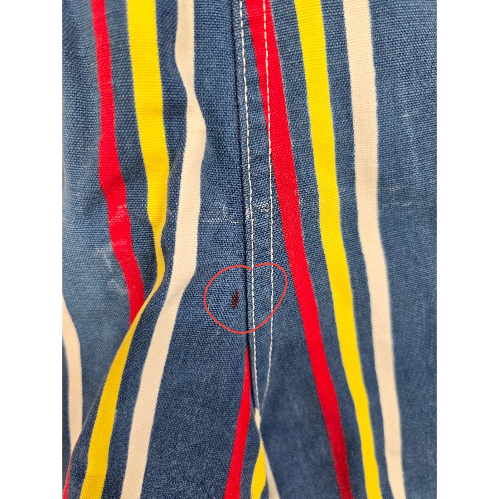 Vintage High Waisted Striped Shorts Blue Red Yellow White Retro Cuffed Canvas S