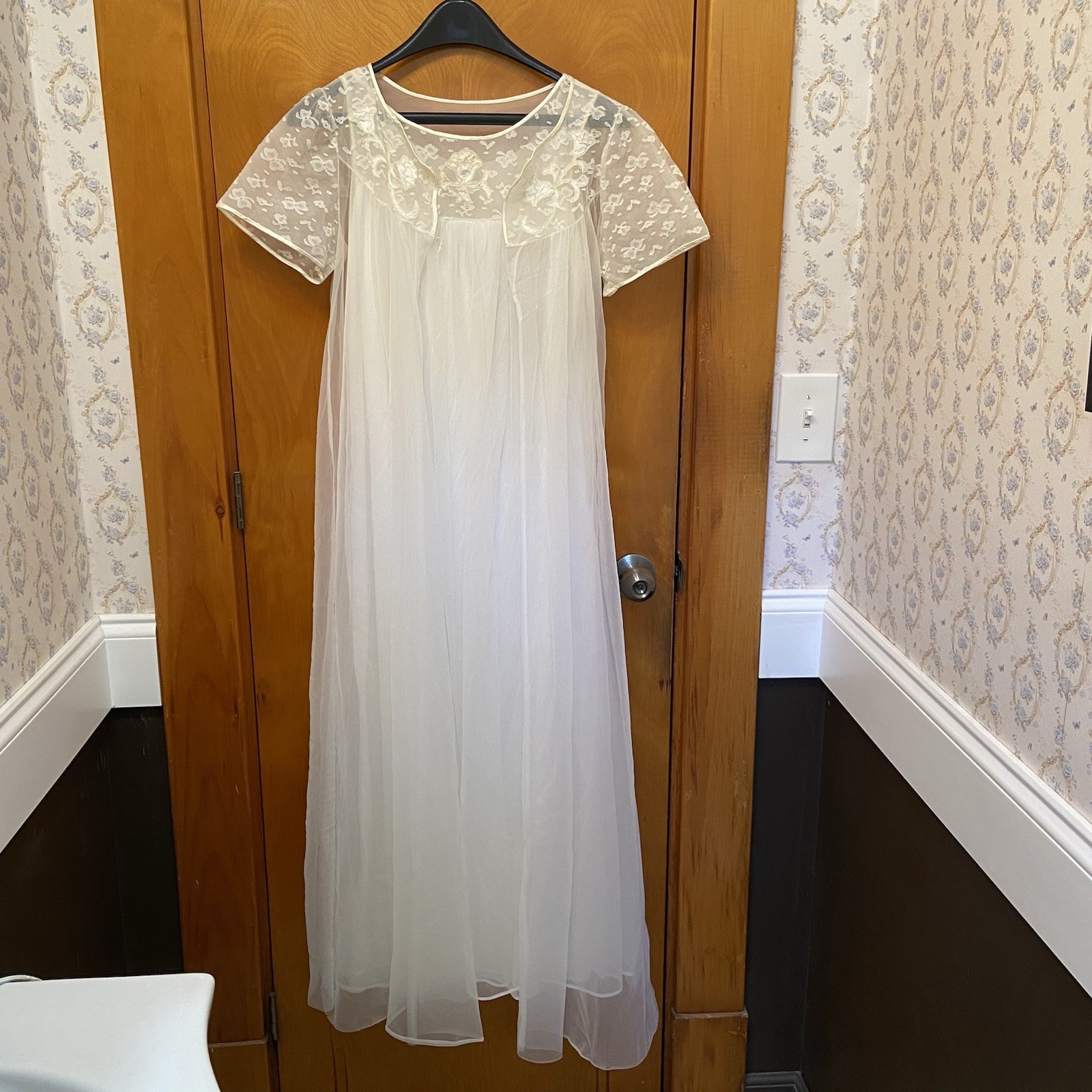 Vintage Sears Nightgown & Sheer Robe Long Size Small 28/30 Bridal Slip Dress