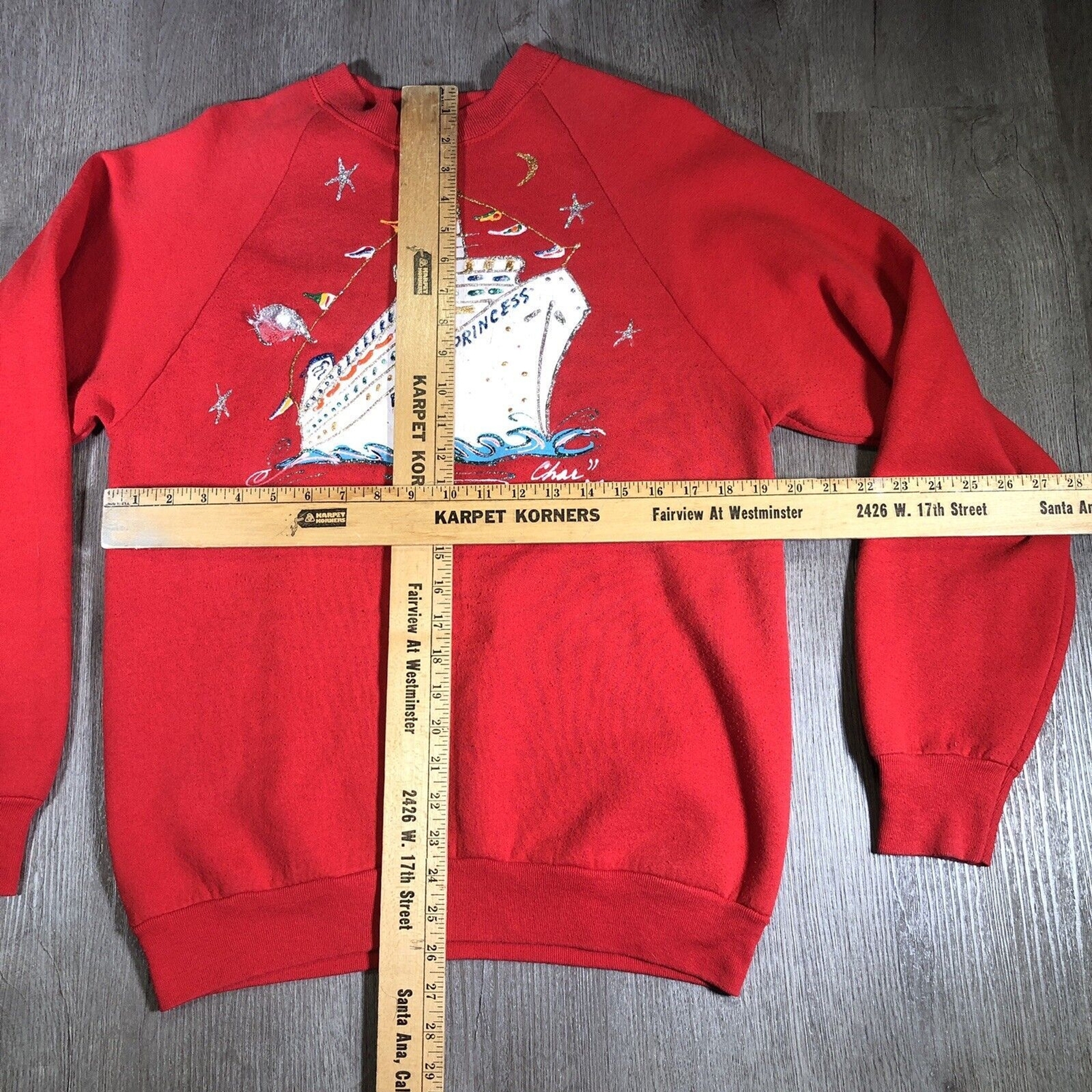 vintage Sweater Red Size Large royal princess Cruise Ship Sweatshirt Women’s Kid