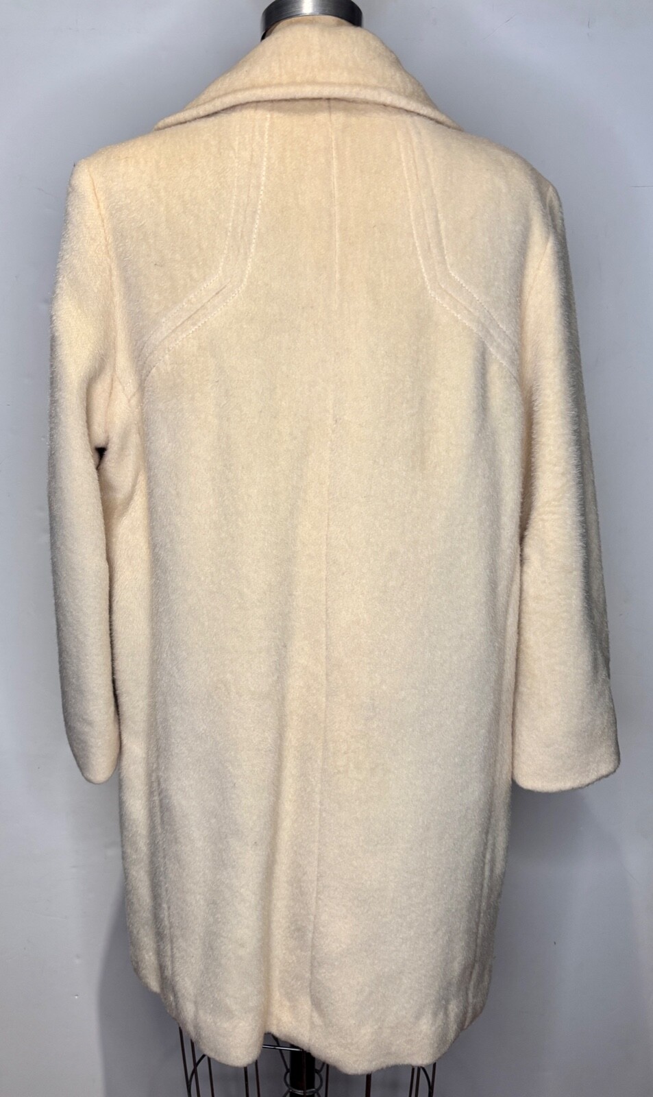 VTG 60’S MOD SPORTSTER PENNWAY PARK IVORY CREAM PLAID LINING WOOL CAR COAT*S/M