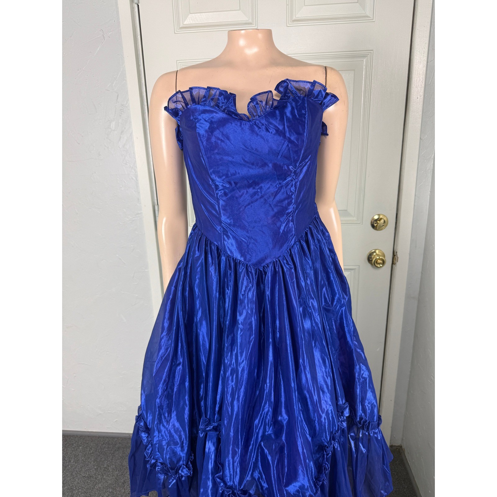 Vintage 80s Moments Prom Dress Formal Evening 7 Party Strapless Ruffle Fairy HH8