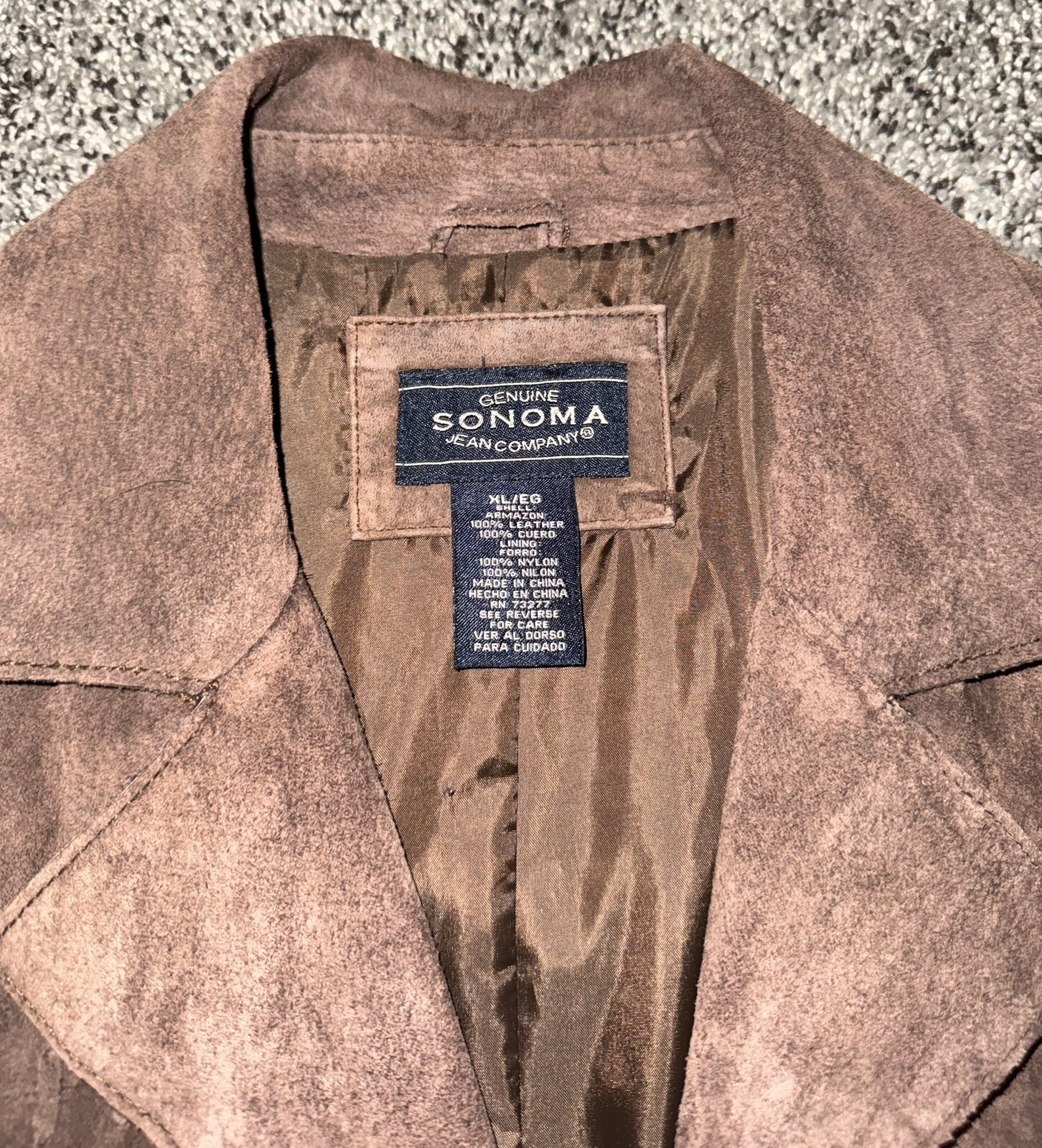 Vintage Fitted Leather Suede Sonoma Jacket XL With Stitching Detail