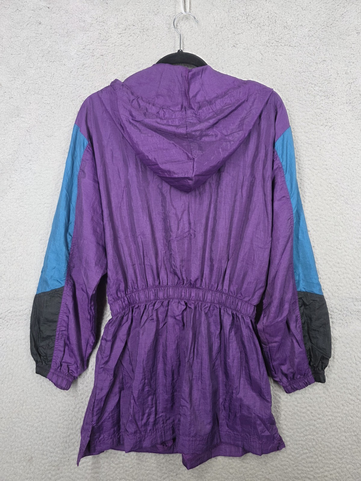 Vintage 80s Womens Track Jacket Small Purple Windbreaker Nylon Hooded Marika