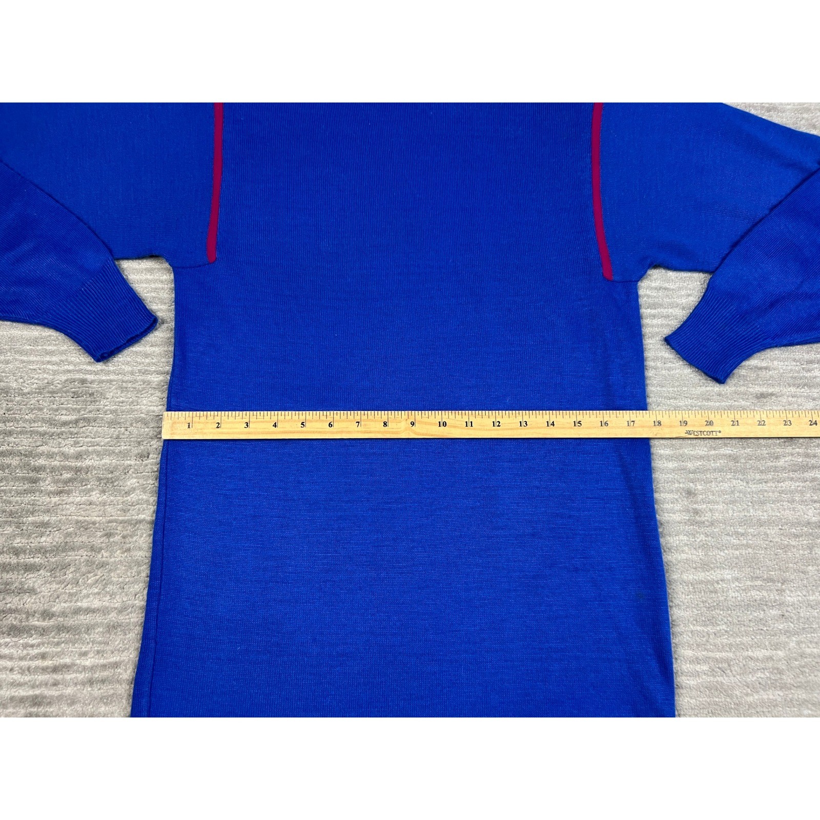 Objectives Sweater Dress Womens MP Blue Turtleneck Vintage Acrylic Contrast Trim