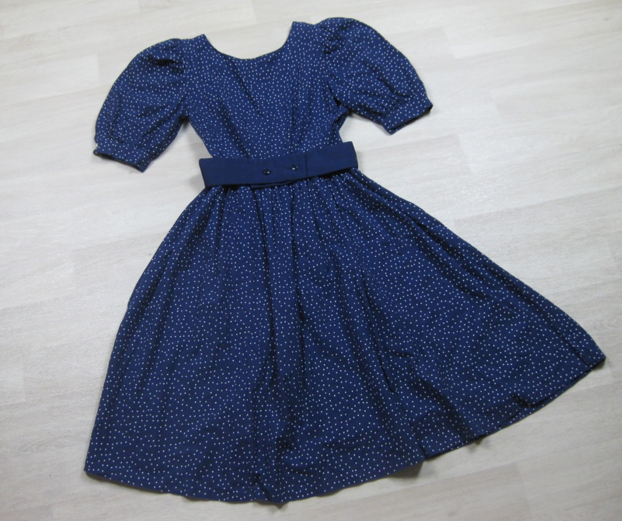 Vintage 80s does 50s Benson & Smith Midi Dress (S) Polka Dot Housewife Low Back