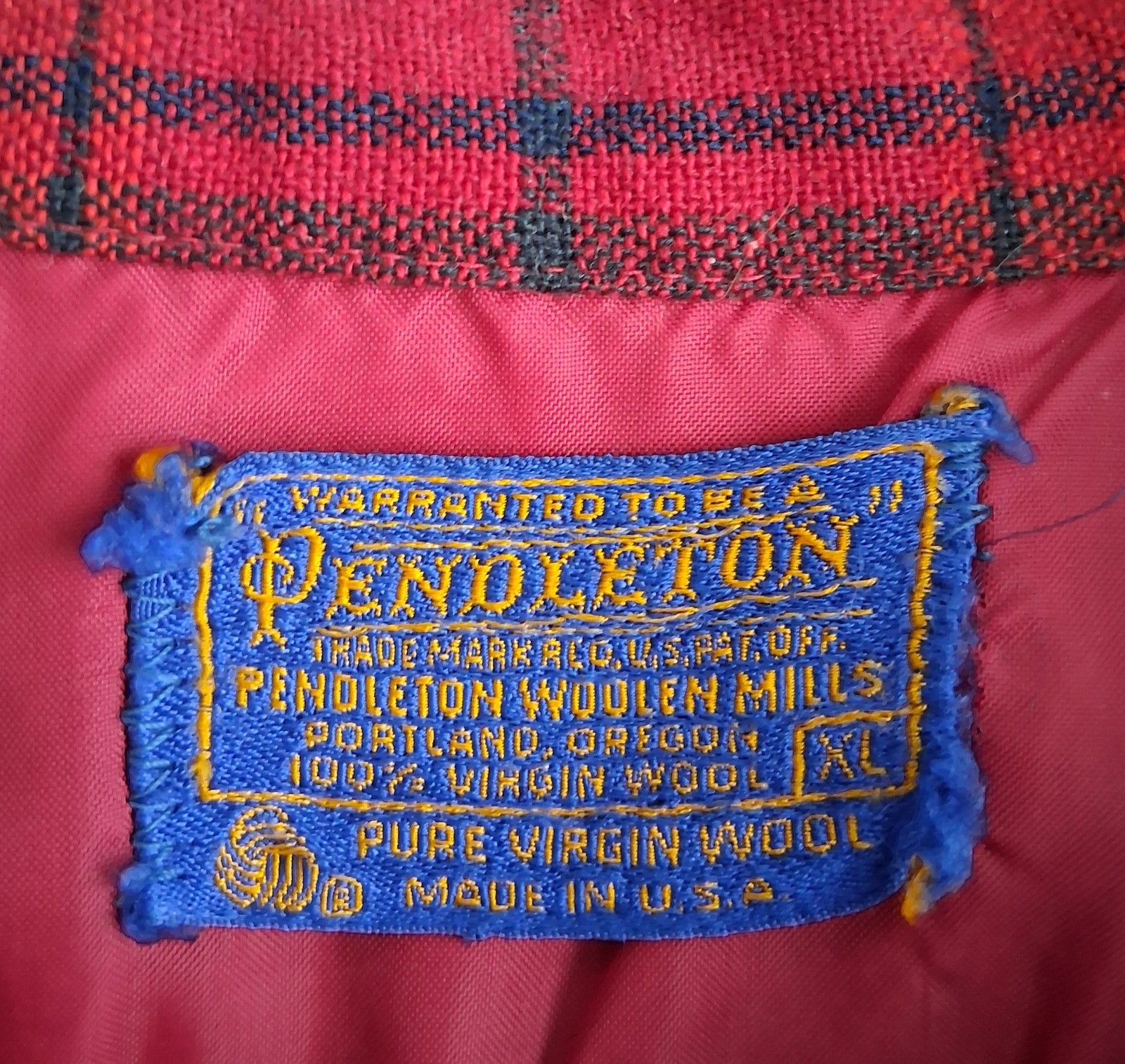 Vintage Pendleton Wool Tartan Plaid Flannel Shirt Red Blue Womans Size XL