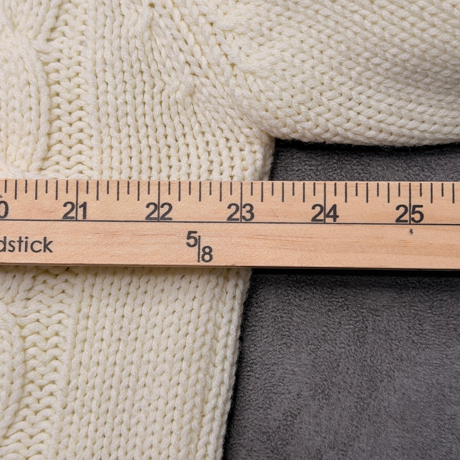 VTG Sears Cardigan Sweater Womens Large Cream Cable Knit Shawl Collar 4502