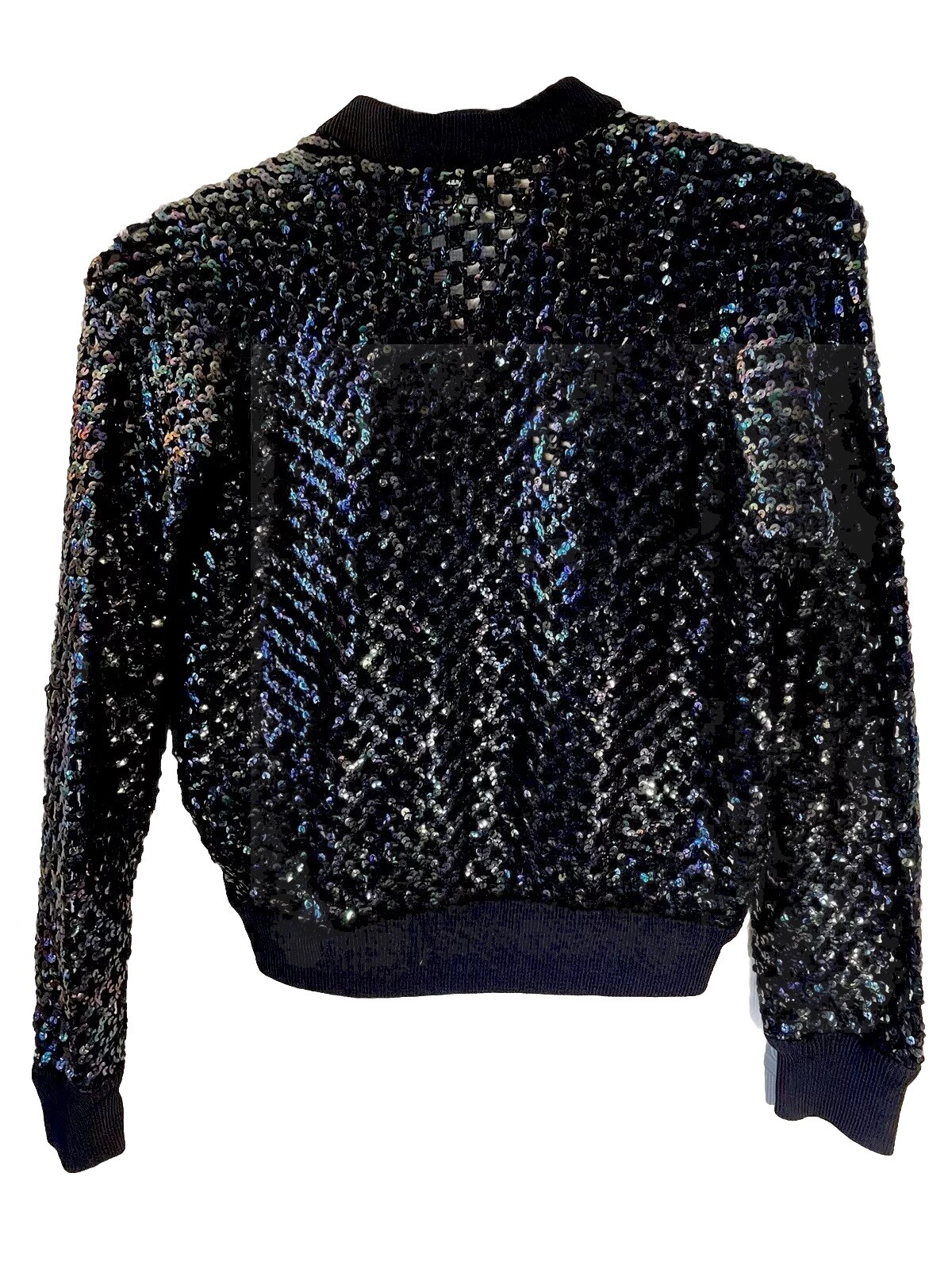 Anthony Muto AM/PM Multi-Sequined ~Sweater Shrug~Blue Button Front Size M/L VTG