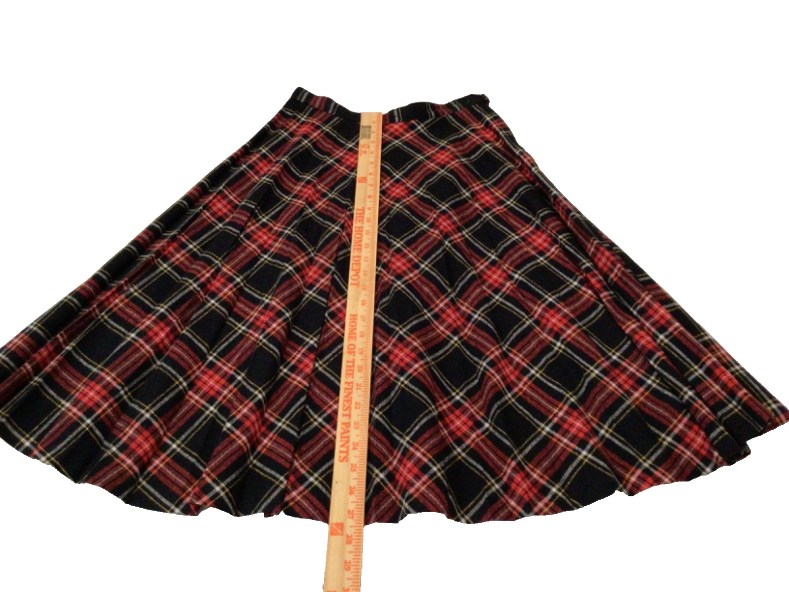 Prestige Of Boston Maxi Skirt Red Wool Tartan Plaid Womens Size 10 Vtg 70s