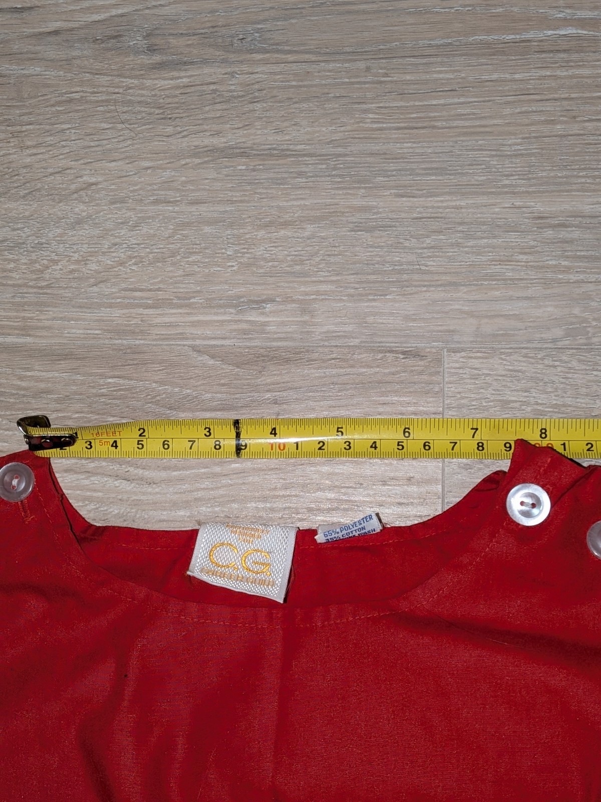 VTG 60s Career Guild Red Poplin Short Sleeved Blouse W/ Detachable Collar Sz M