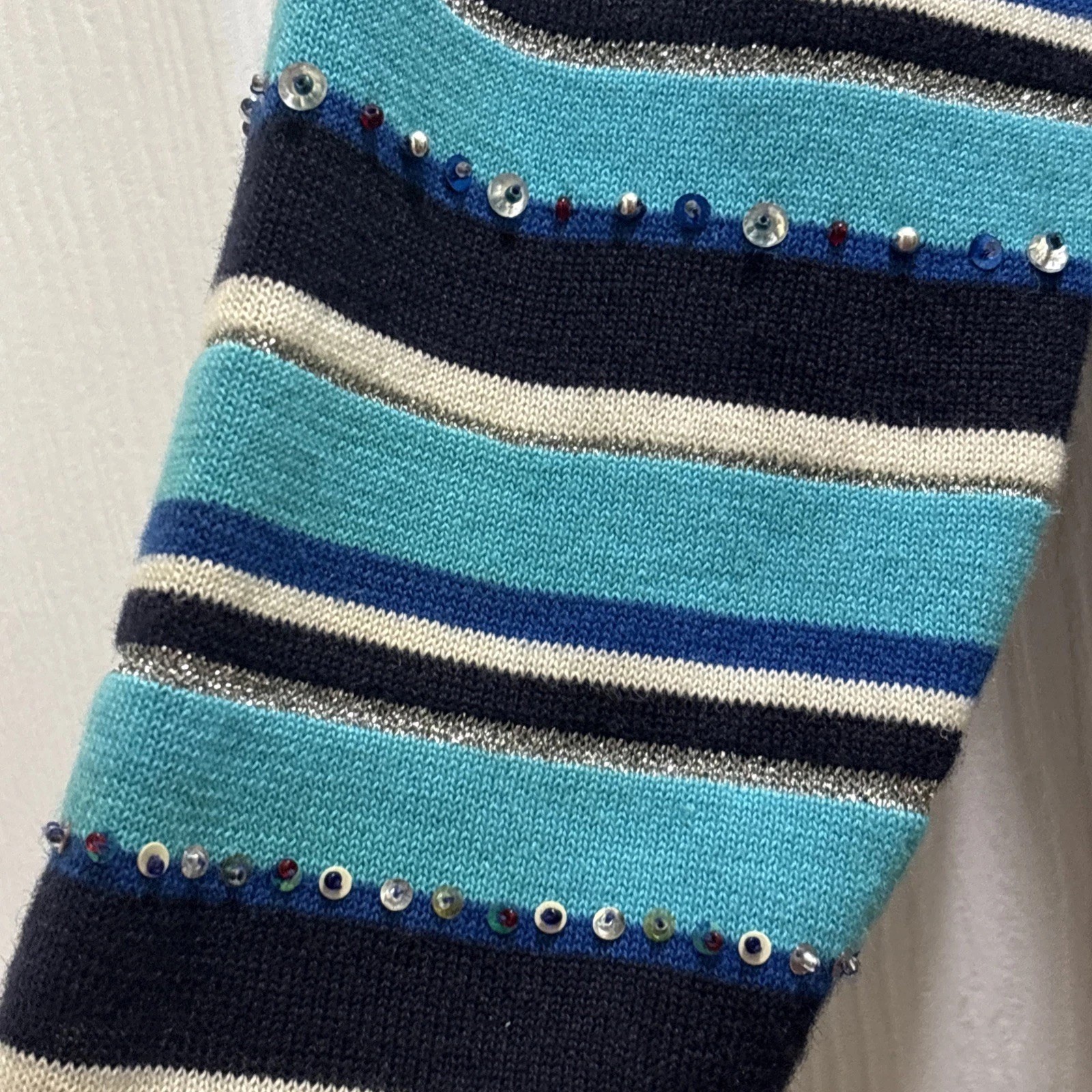 VTG Jack B Quick Cardigan Sweater Womens Petite Medium Turquoise Nautical Themed