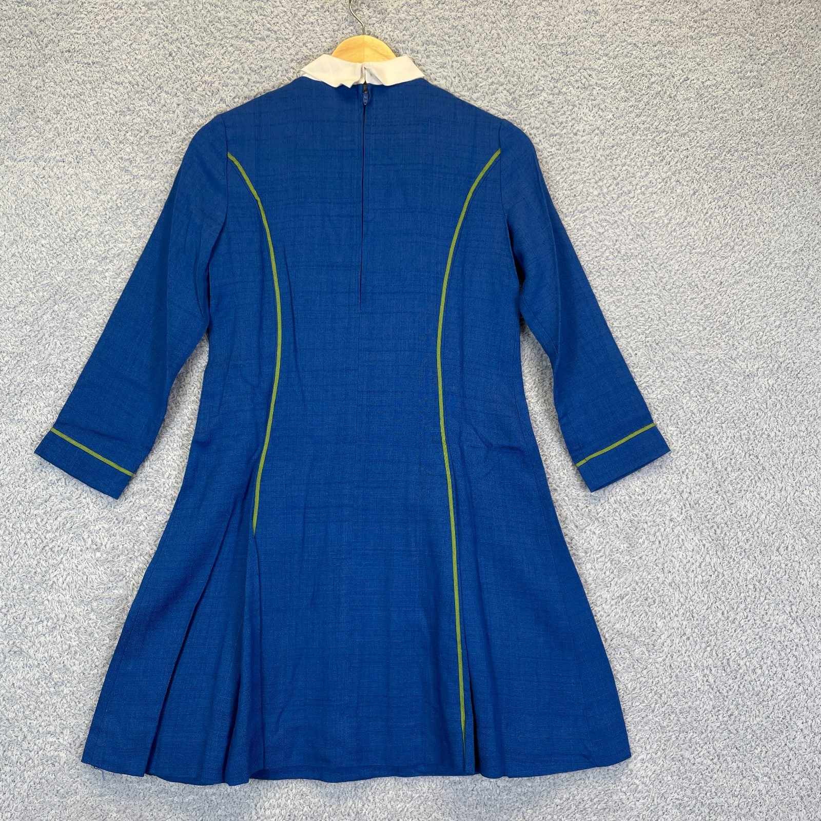 Vintage 1960s Ruth of Carolina Cobalt Mod Dress Embroidered Grapes A-Line XS
