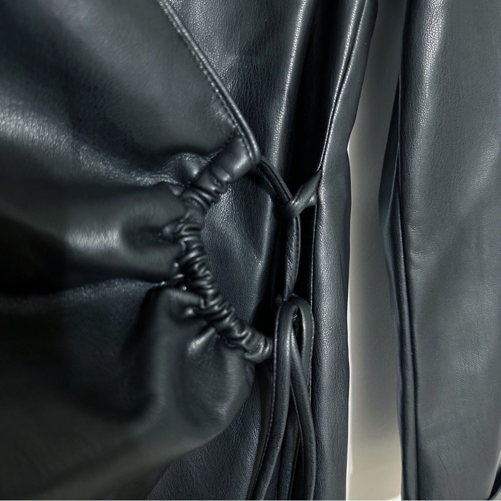 NWT House Of Harlow 1960 Vegan Leather Faux Wrap Mini Dress