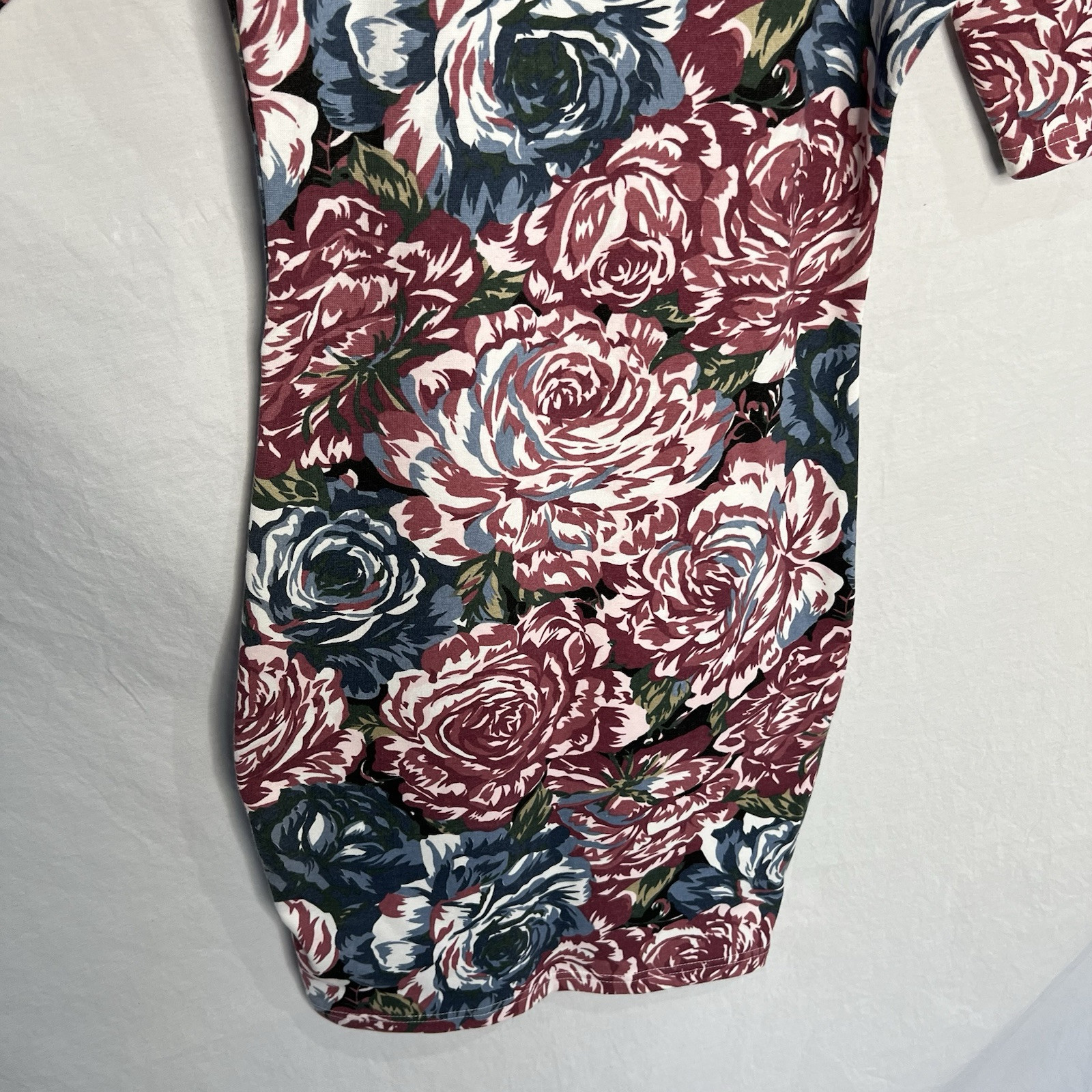 Vintage Express Tricot 90s Mini Bodycon Dress Floral Print Stretch Sz S Moody