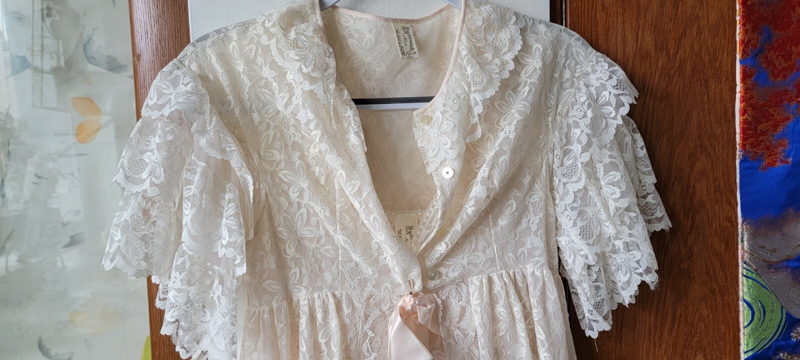 Vintage Aristocraft By Superior Lace Lingerie Robe+Nightgown Peignoir 2pc Sz 32