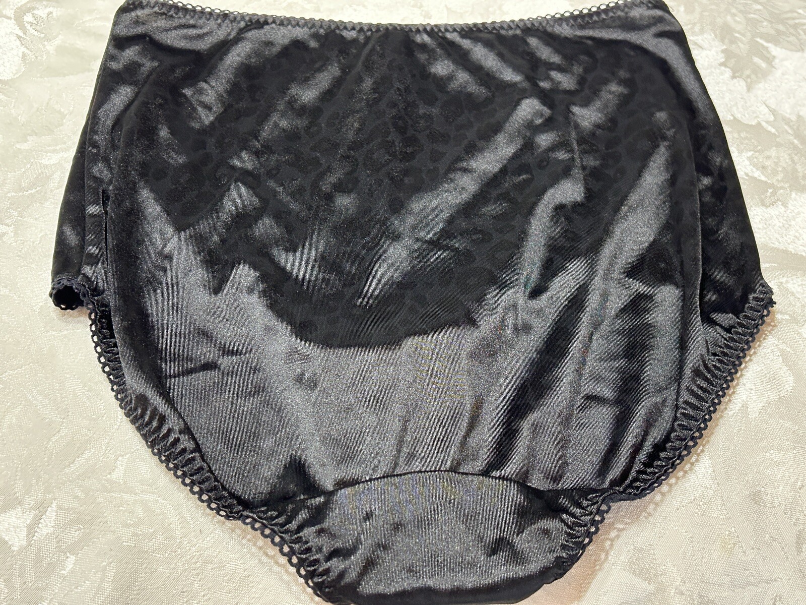 Vtg MARILYN MONROE 7159-49 Second Skin Satin 2X Black Leopard Panties #219