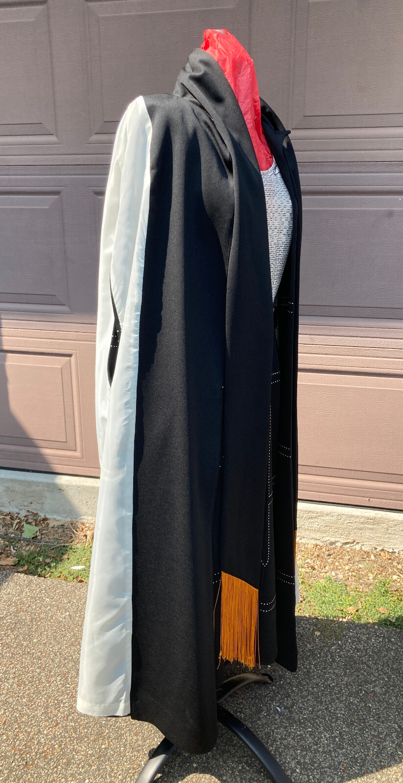 Alfred Werber Cape cloak coat dress black vintage abstract geometric sz 12 Poly