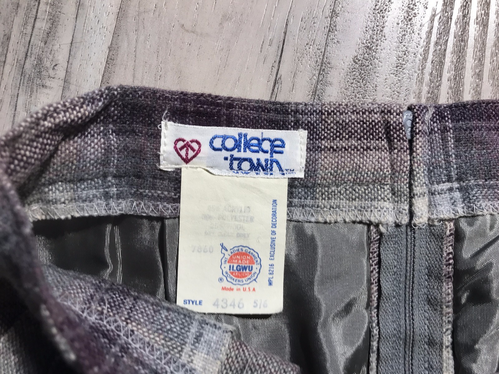🔥Vintage 70’s College Town Purple Plaid Skirt Prep Retro School Girl S M 4346🔥