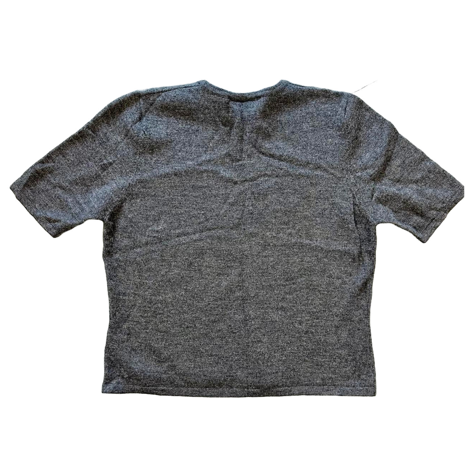 Early 90s Vintage Basic Grey Boxy Knit Sweater T-shirt M L Work Office Top