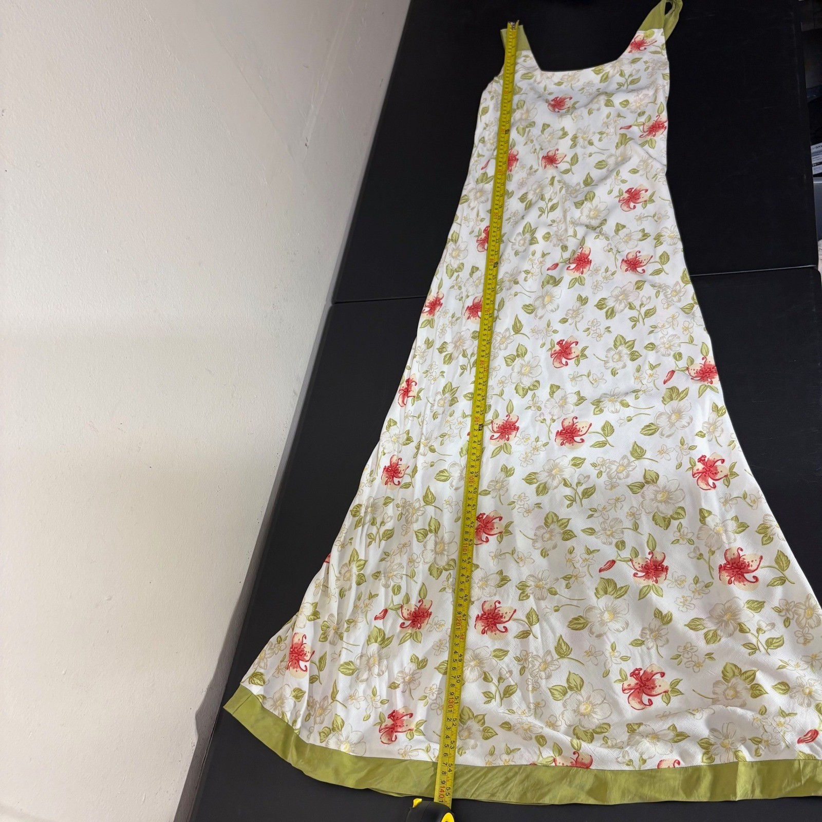 VTG Desert West Sherry Holt Floral Maxi Slip Dress S Cream Green Fairy Country