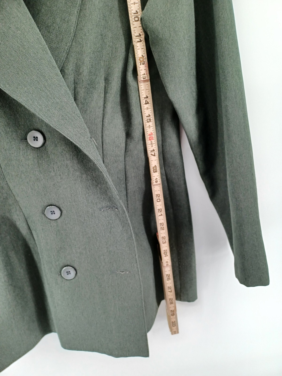Vintage La Belle Olive Green Blazer cardigan jacket 3 button shoulder pads Women
