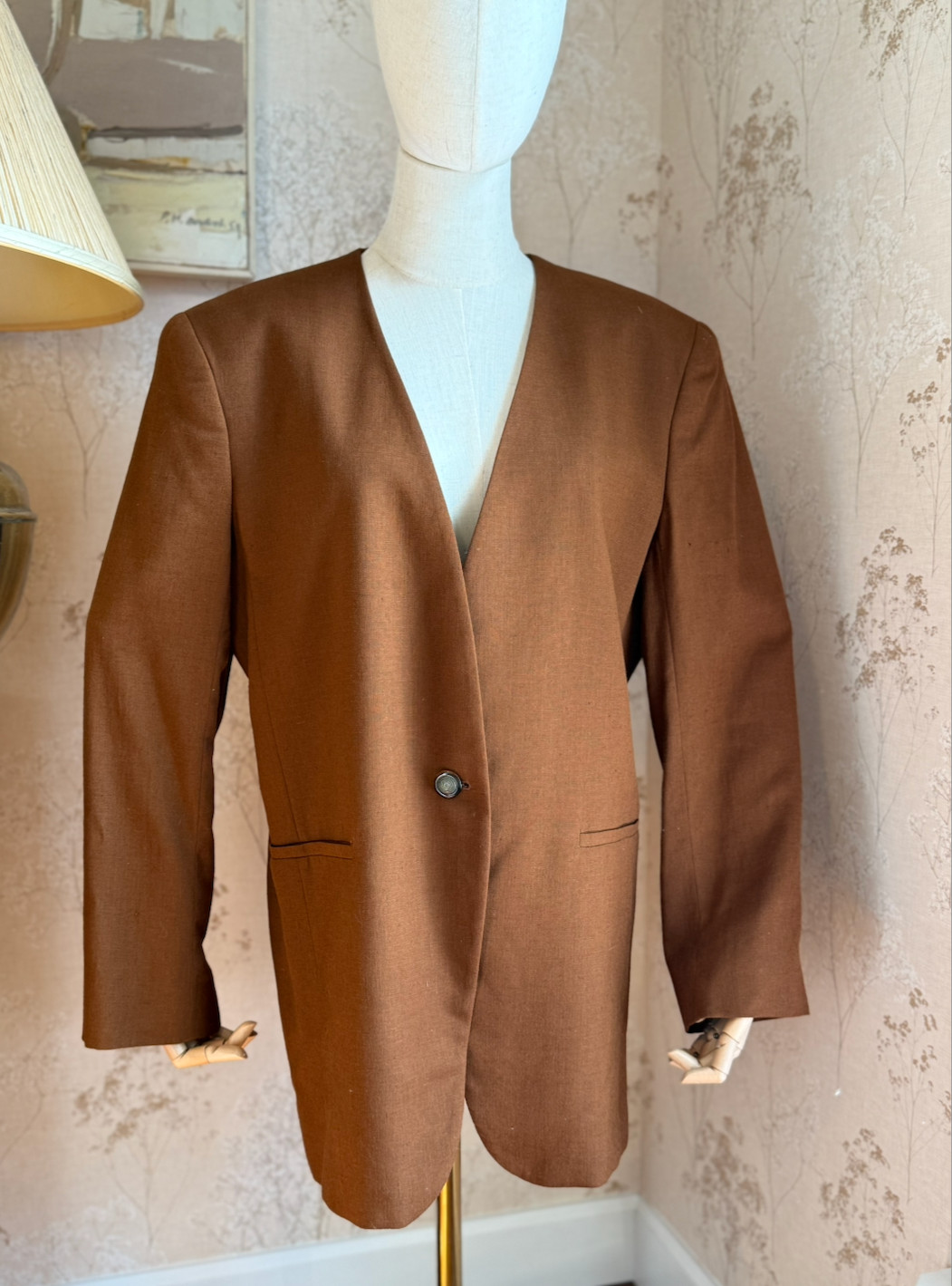 Vintage Rena Rowan for Saville Womens Minimalist camel Blazer