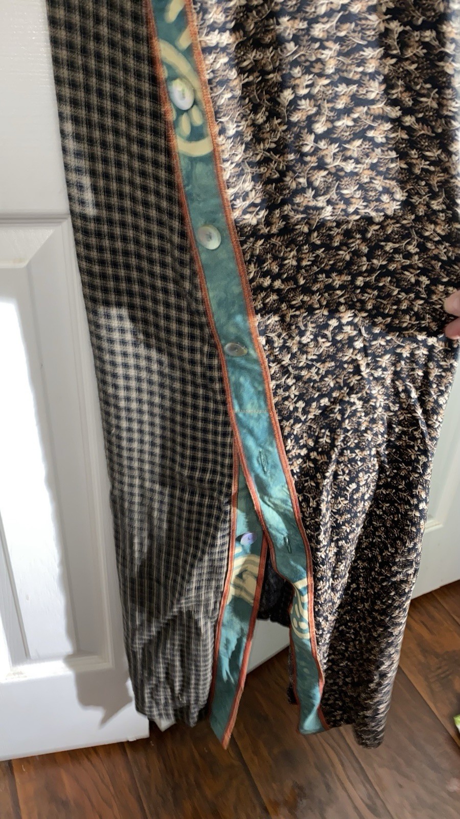 Vintage FAITH 90’s Boho Patchwork Sleeveless Dress L Rayon Art To Wear Maxi AA21