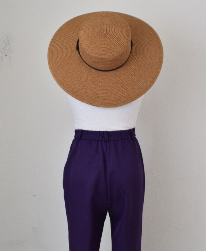 Vintage 70s Eggplant Polyester Pleated Trousers | 30 waist