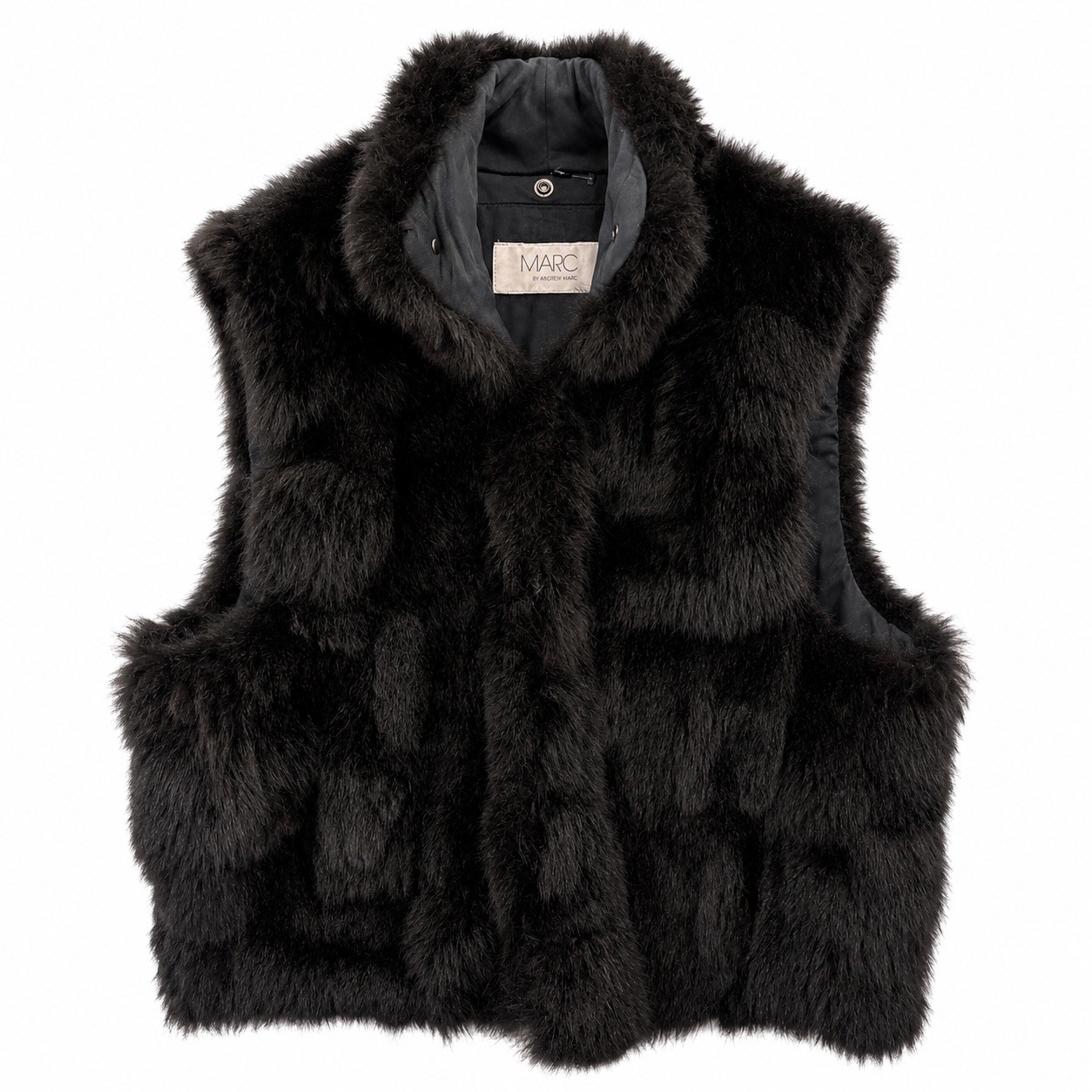 Vintage Andrew Marc Black Dyed Opossum Fur New Zealand Hipster Gypsy Vest L