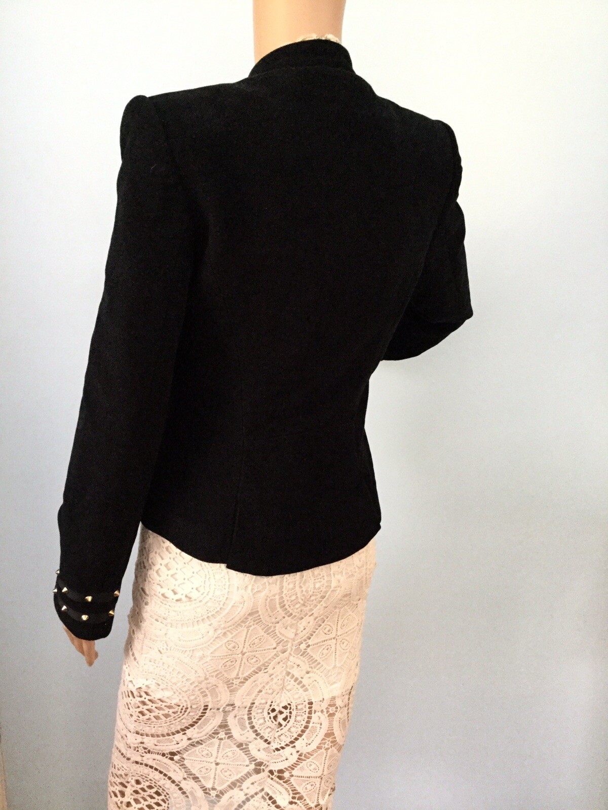 Elegant Gold Stud Zipper Zara Black Trafaluc Moto Jacket Coat Womens M Biker