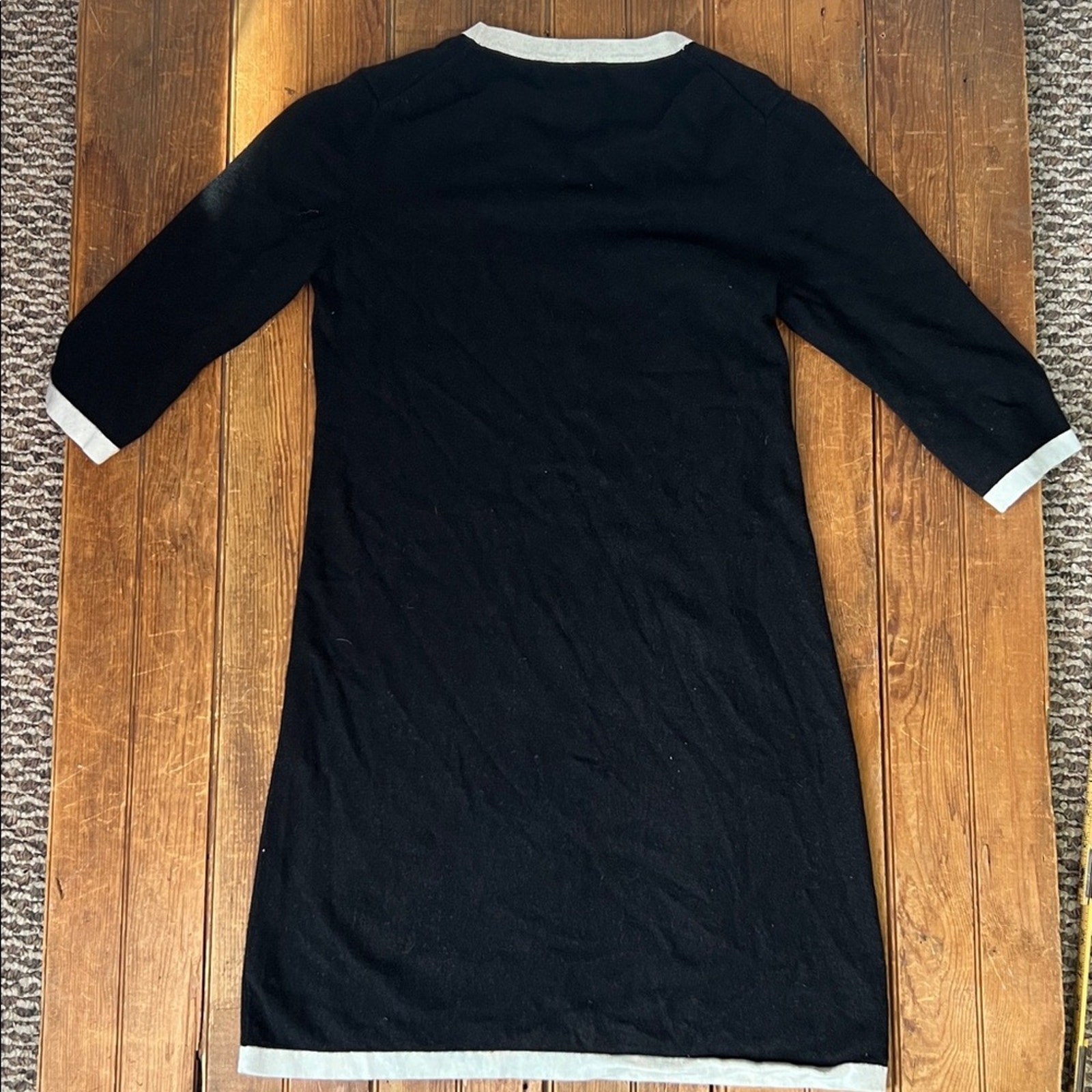 Neiman Marcus mini dress Vintage 90s Black and cream Silk-Cashmere Blend size la