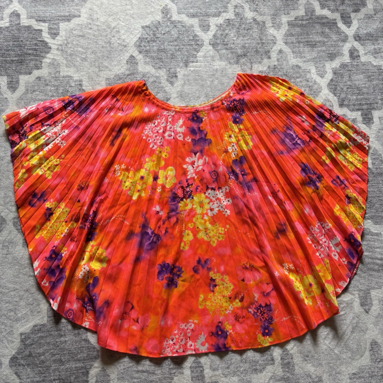 VTG 70’s GREENCASTLE WOMEN’S TUNIC ACCORDION STYLE HIPPIE TOP PLEATED One Size