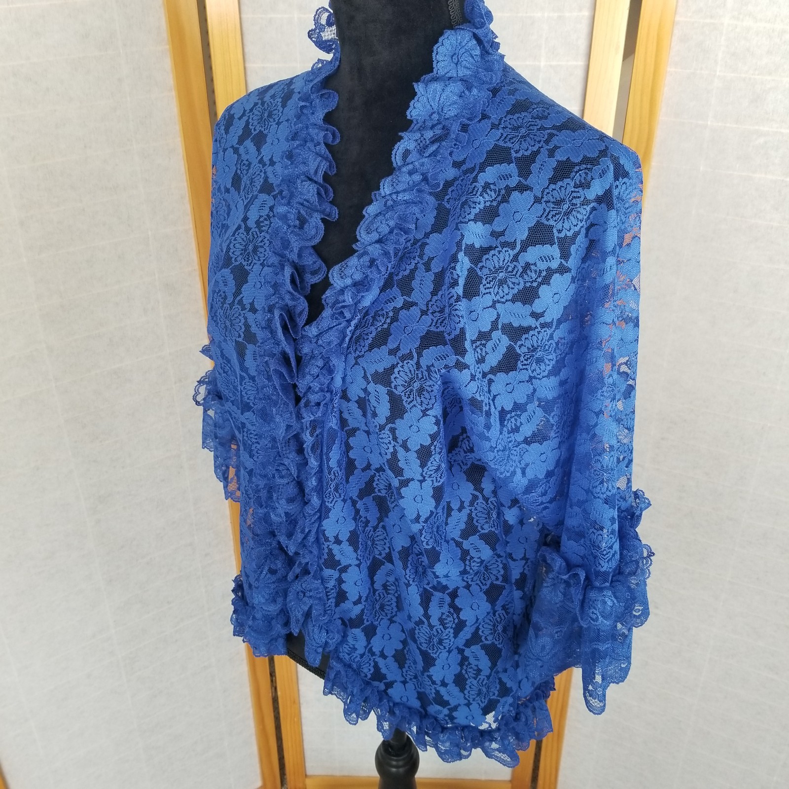 Vintage Boudoir Bed Jacket Royal Blue Medium Dolores for Poirette USA Made MWT