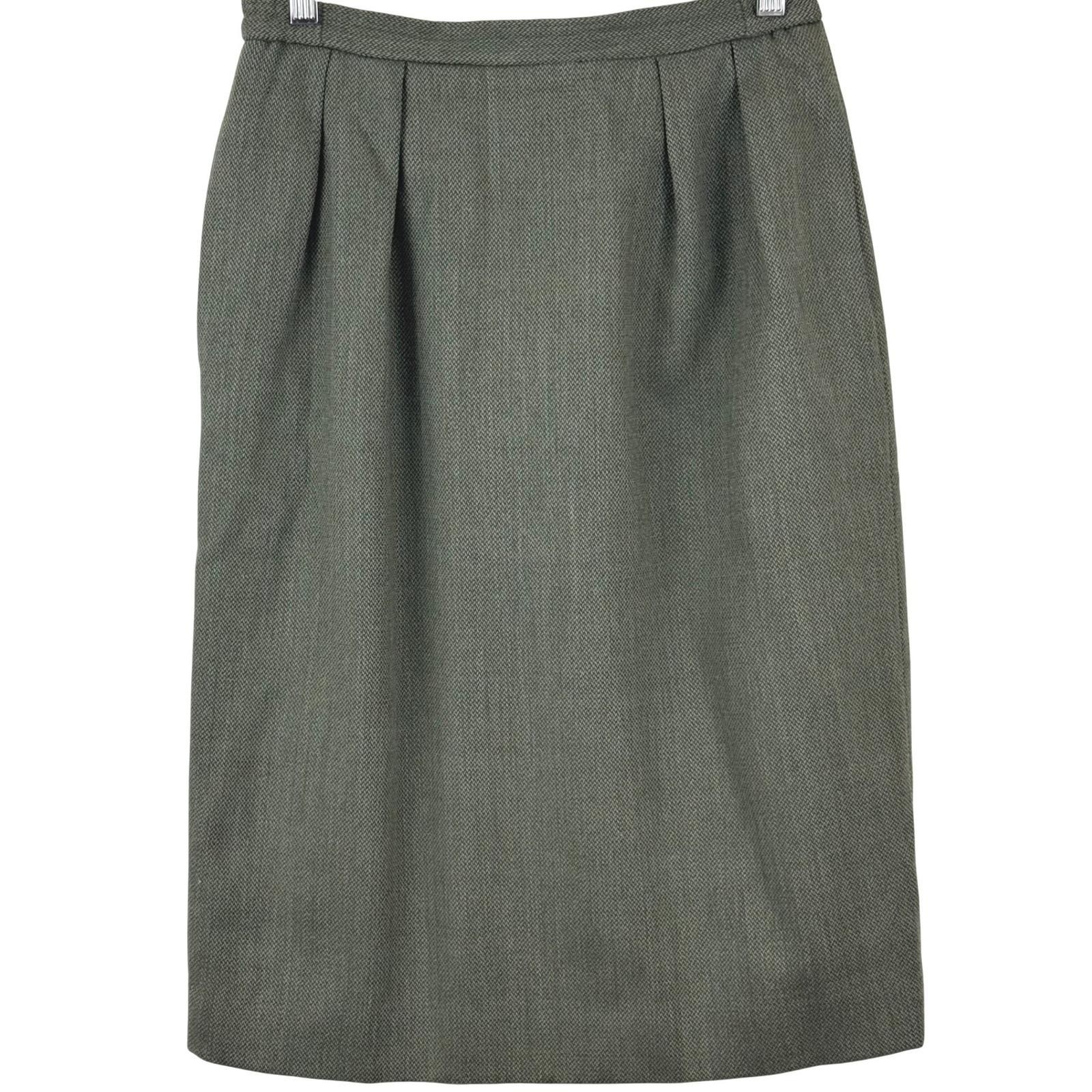 Vintage 90s Jacobson’s Herringbone Skirt Suit Olive Green Size 8 Office Classic