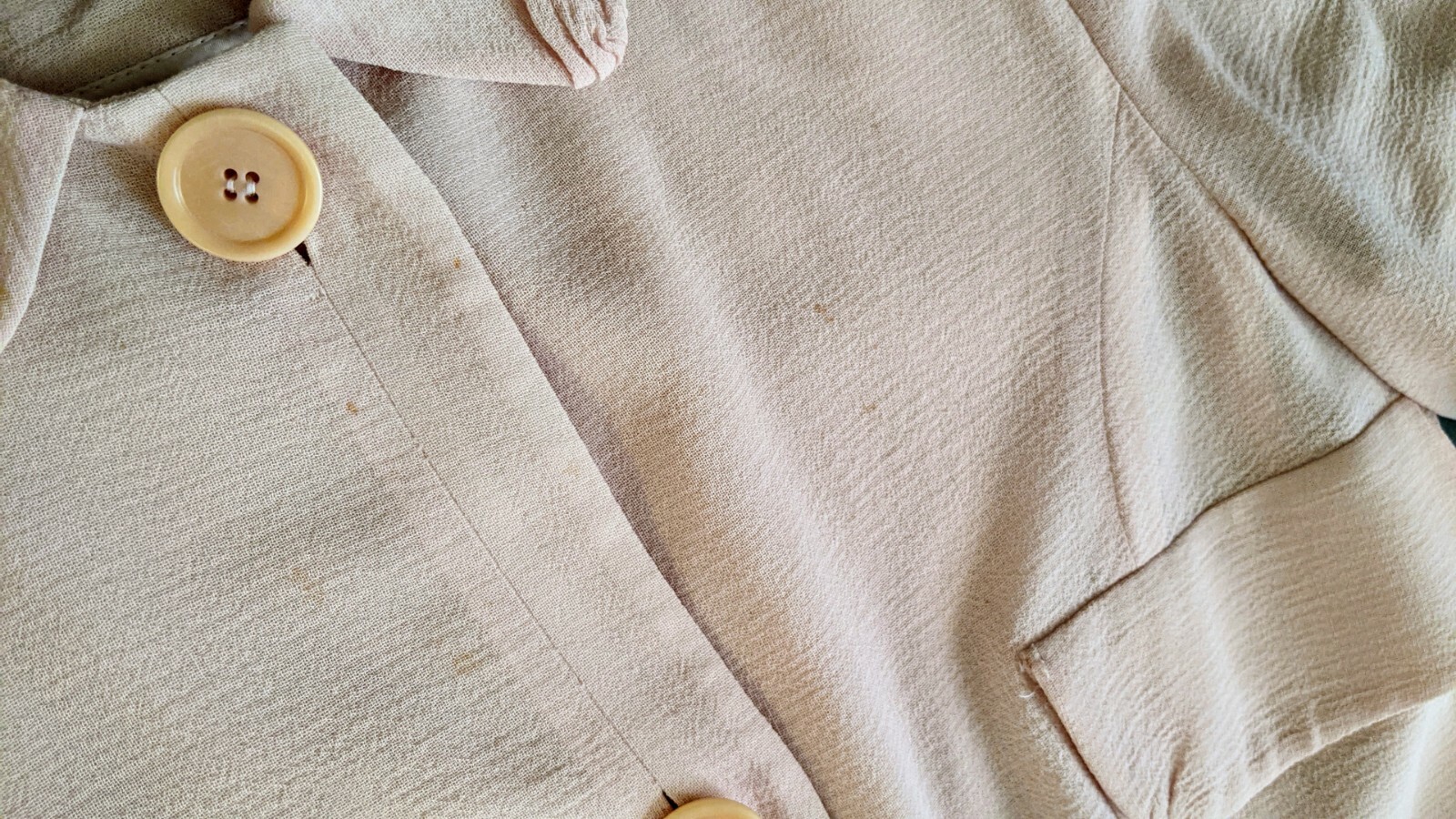 Pastel Pink Wool Georgette Crepe Chiffon Semi Sheer Blouson Jacket gauze M/L