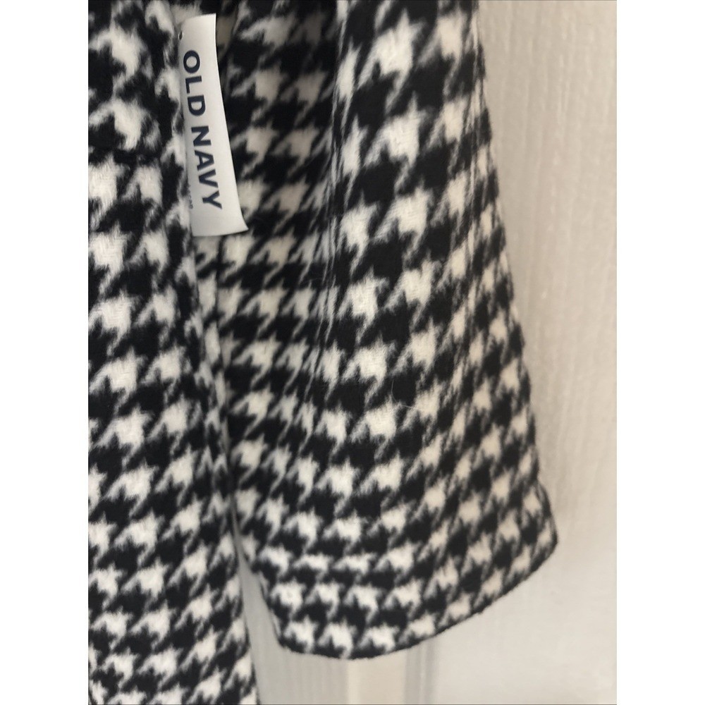 NWT Old Navy Coat Black White Houndstooth Academia Preppy Classic Cozy Sz XS