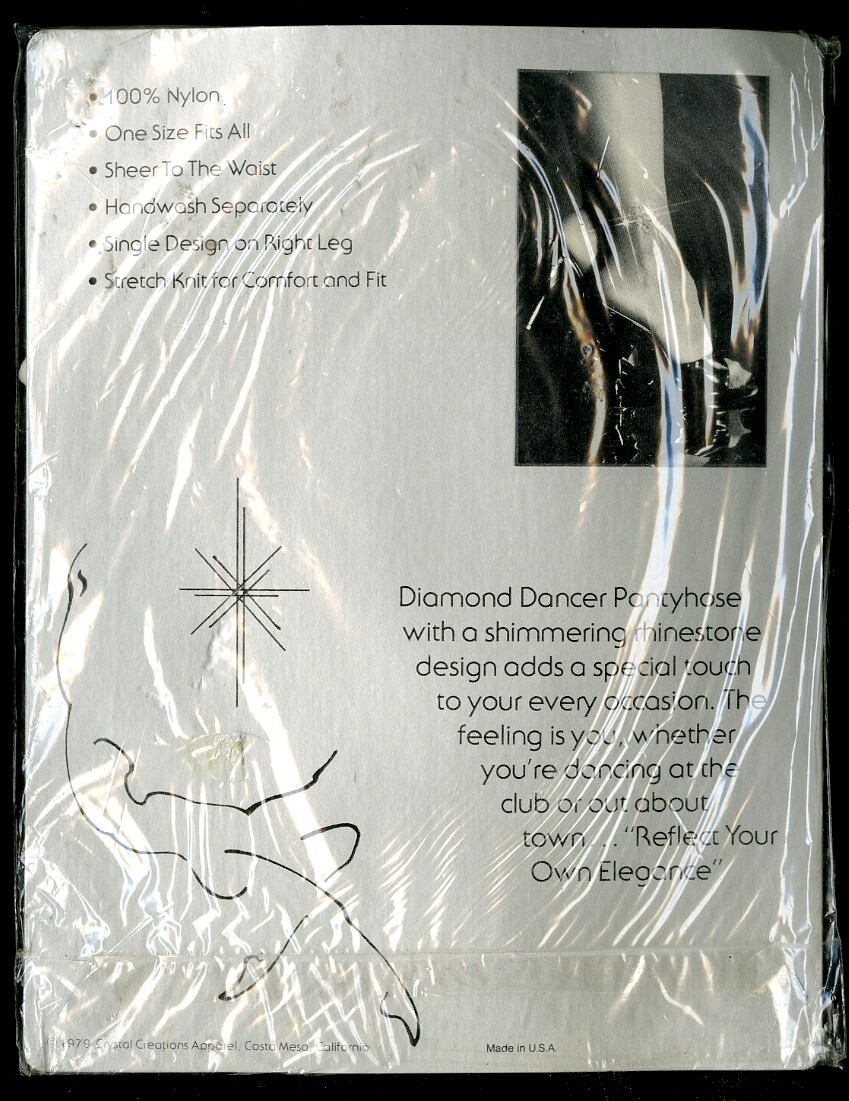Vintage Diamond Dancer Sheer to Waist Pantyhose Blue Anchor on White One Size