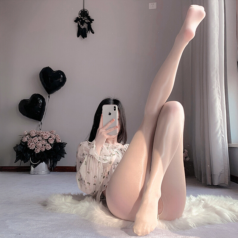 Two Pairs Sexy Shiny Pantyhose Black Pantyhose Open Uniform Easy To Tear