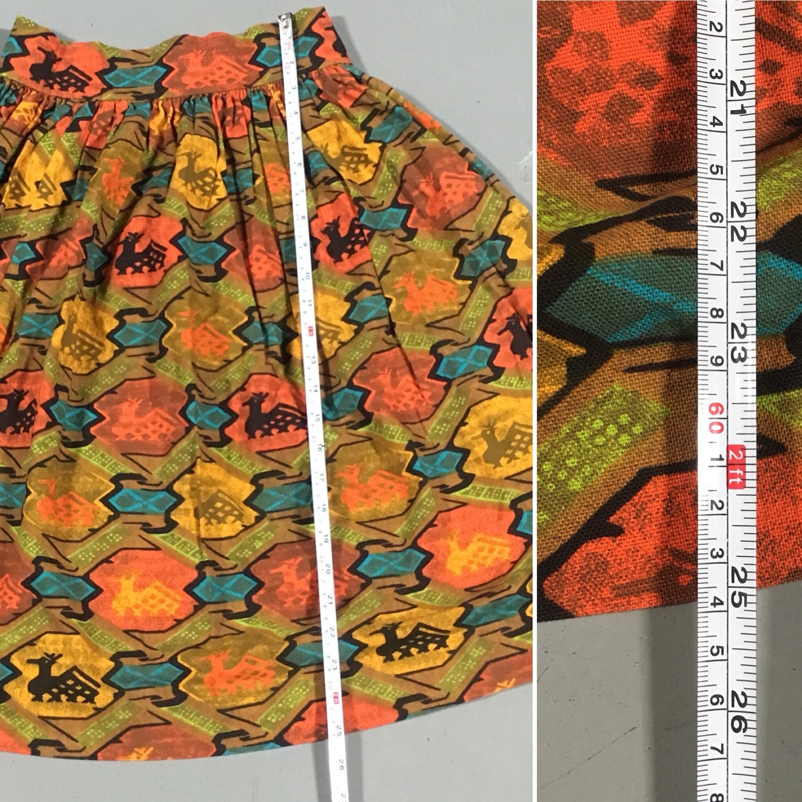 Vintage Skirt ELITE Metal Zipper 50s 1950s 26 1/2” Waist South American Print?