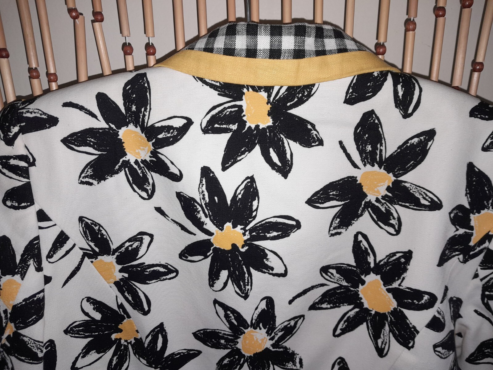 Vtg 80s 90s ARNOLD SCAASI gingham DAISY 2 Tone Print Jacket Blazer Fran Nanny M