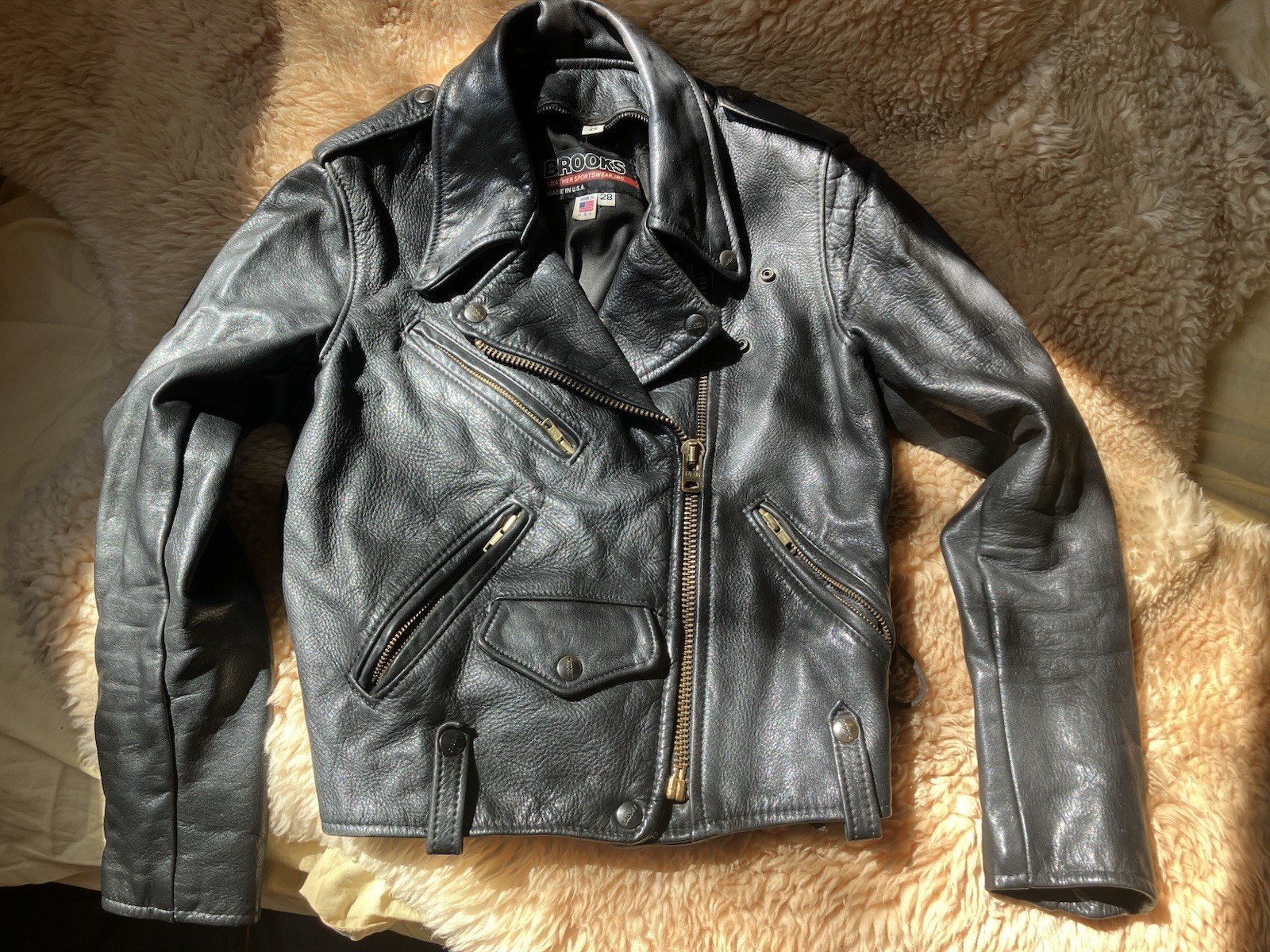Vintage Brooks Leather Jacket Biker Motorcycle Women’s 28 XS S Perfect Fit