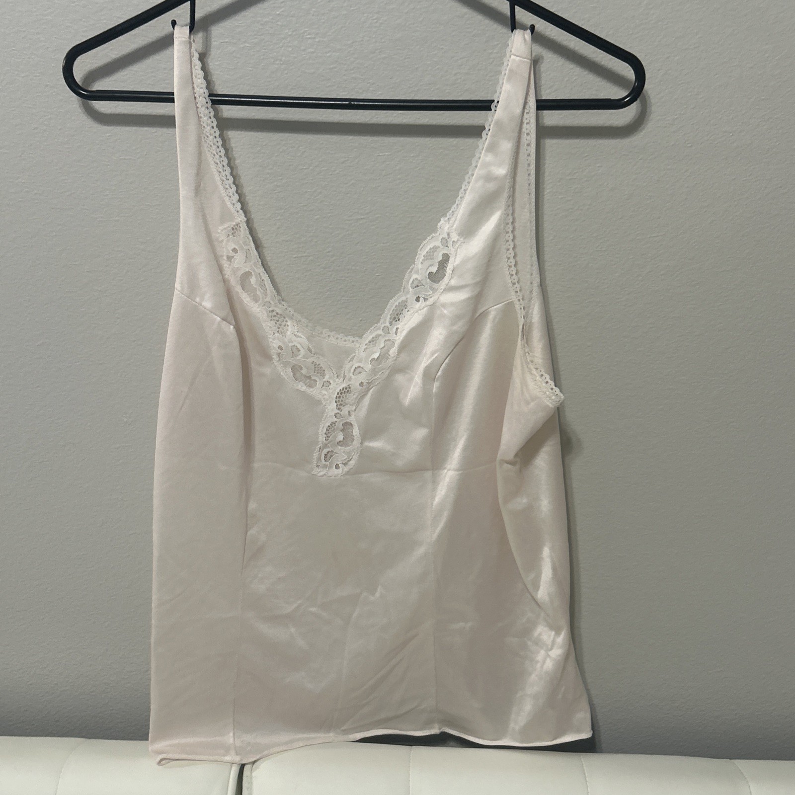 Vtg GREENCO MAID Ivory Long Women’s Slip 100% Nylon Lace size Large
