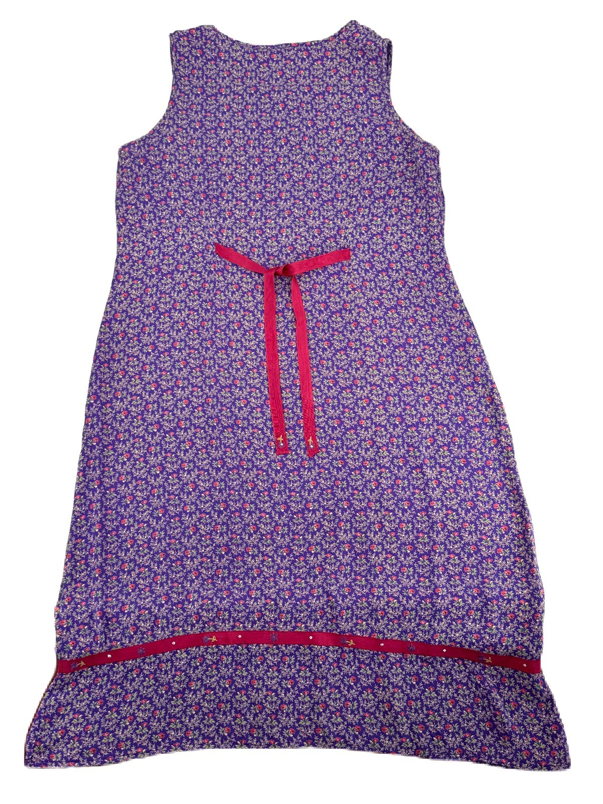 VTG 90s April Cornell Purple Ditsy Floral Rayon Maxi Shift Dress XL Cottagecore