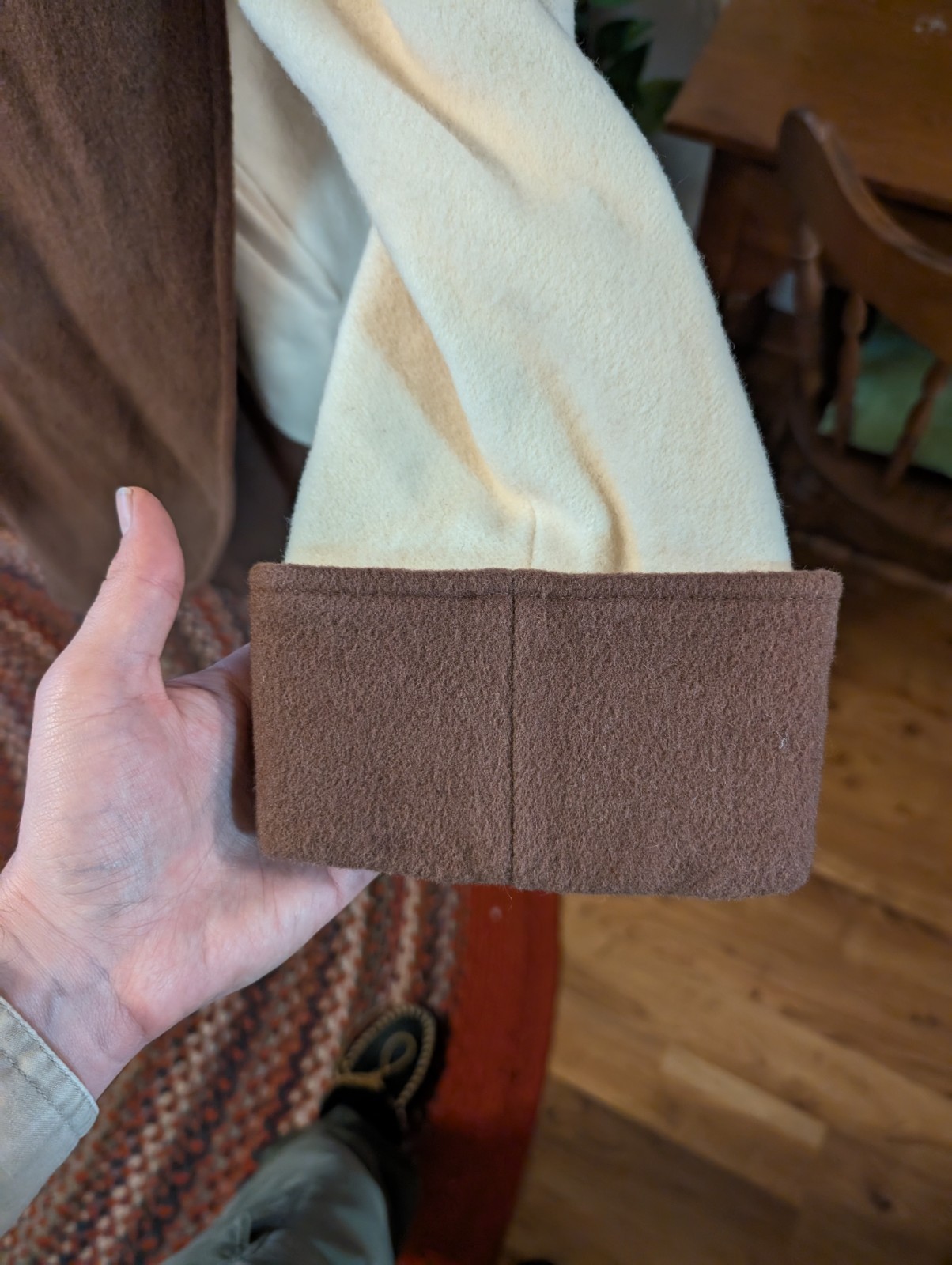 (m) SWINGING! 1960s Wool Swing Wrap Coat WINKELMAN’S Ivory Brown WOOL Vintage
