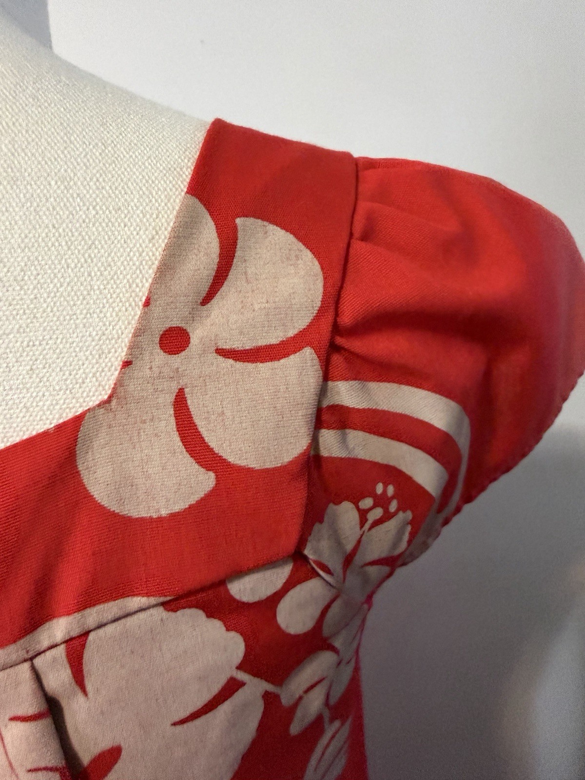 Vintage Andrade Honolulu Floral Hawaiian Maxi Dress Red EUC
