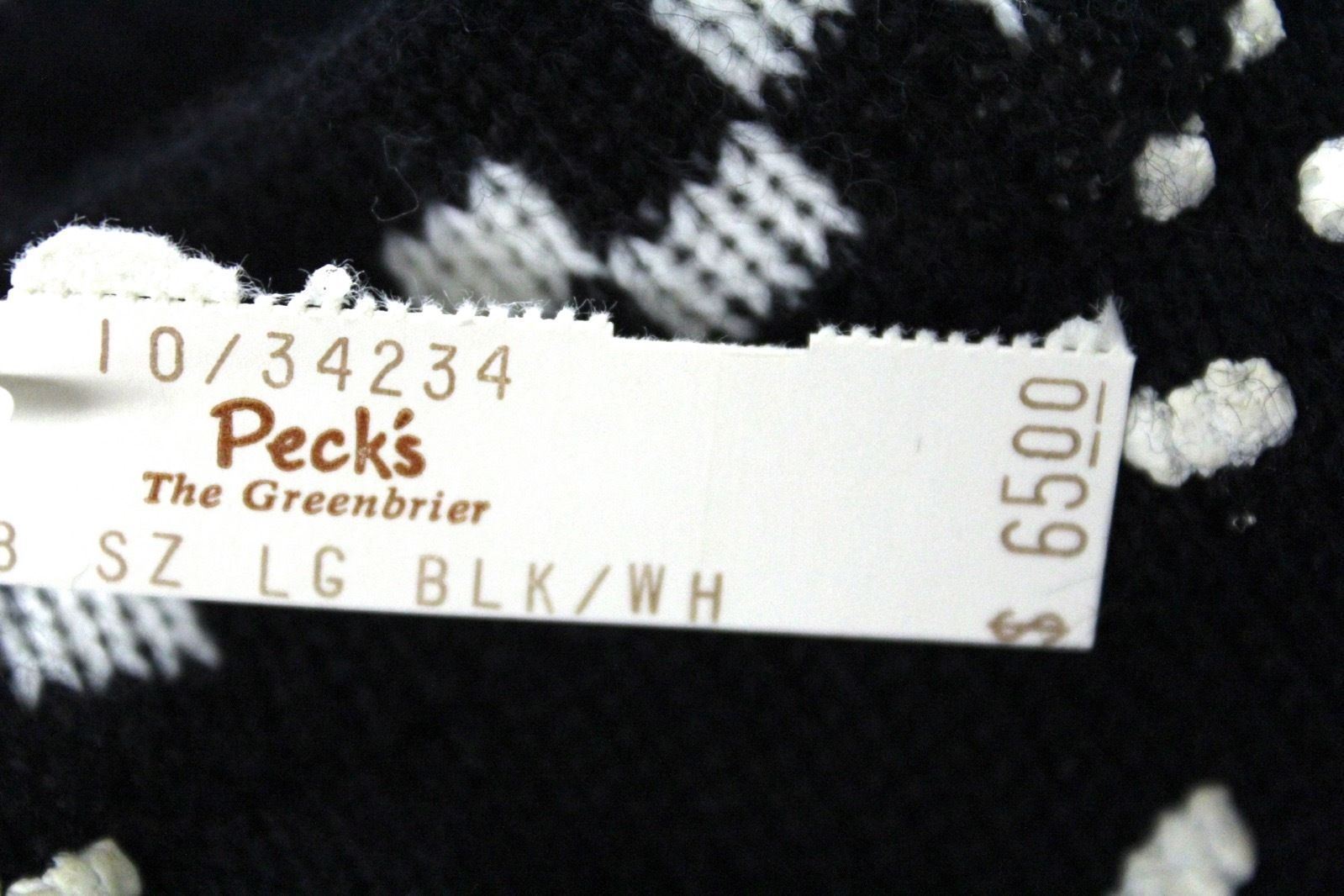 Vtg 80s Sweater Bee Banff Black White Flocked Pullover Wide Waistband L NWT