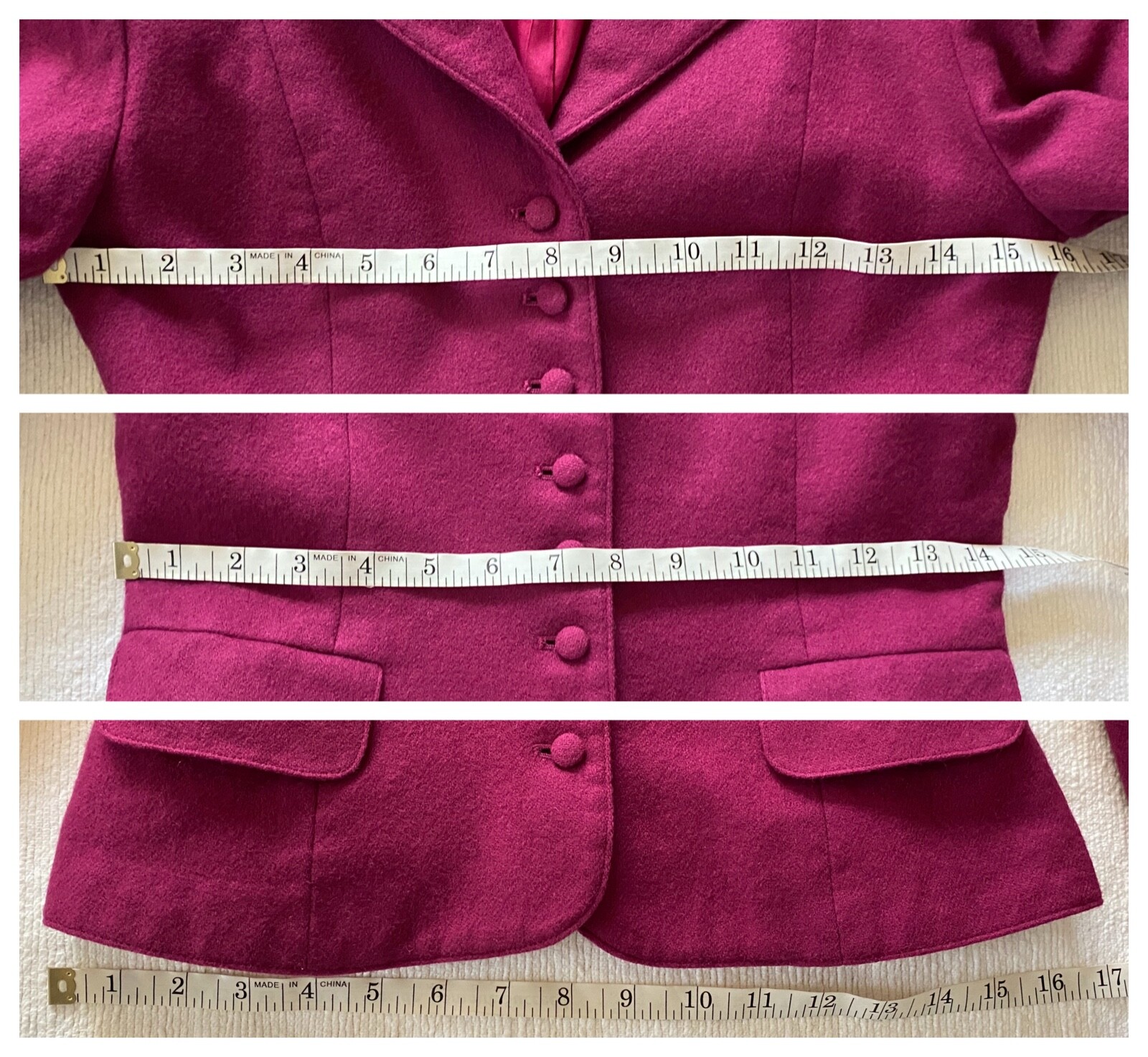 VTG Fitted Wool Jacket | Tailored by Handmacher | Covered Buttons| Petite | Pink