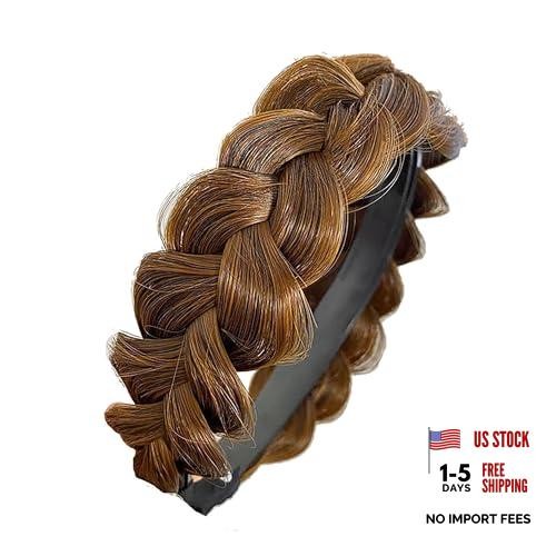 Non-slip headbands 3 strands Synthetic Hair Plaited Headbands Braid With QZ