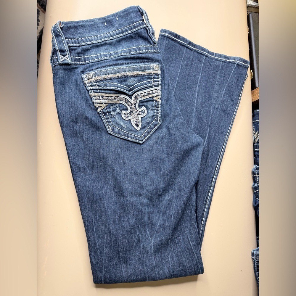 Rock Revival Boris Bootcut Jeans Womens Size 27 x 28.5 Embellished Pockets