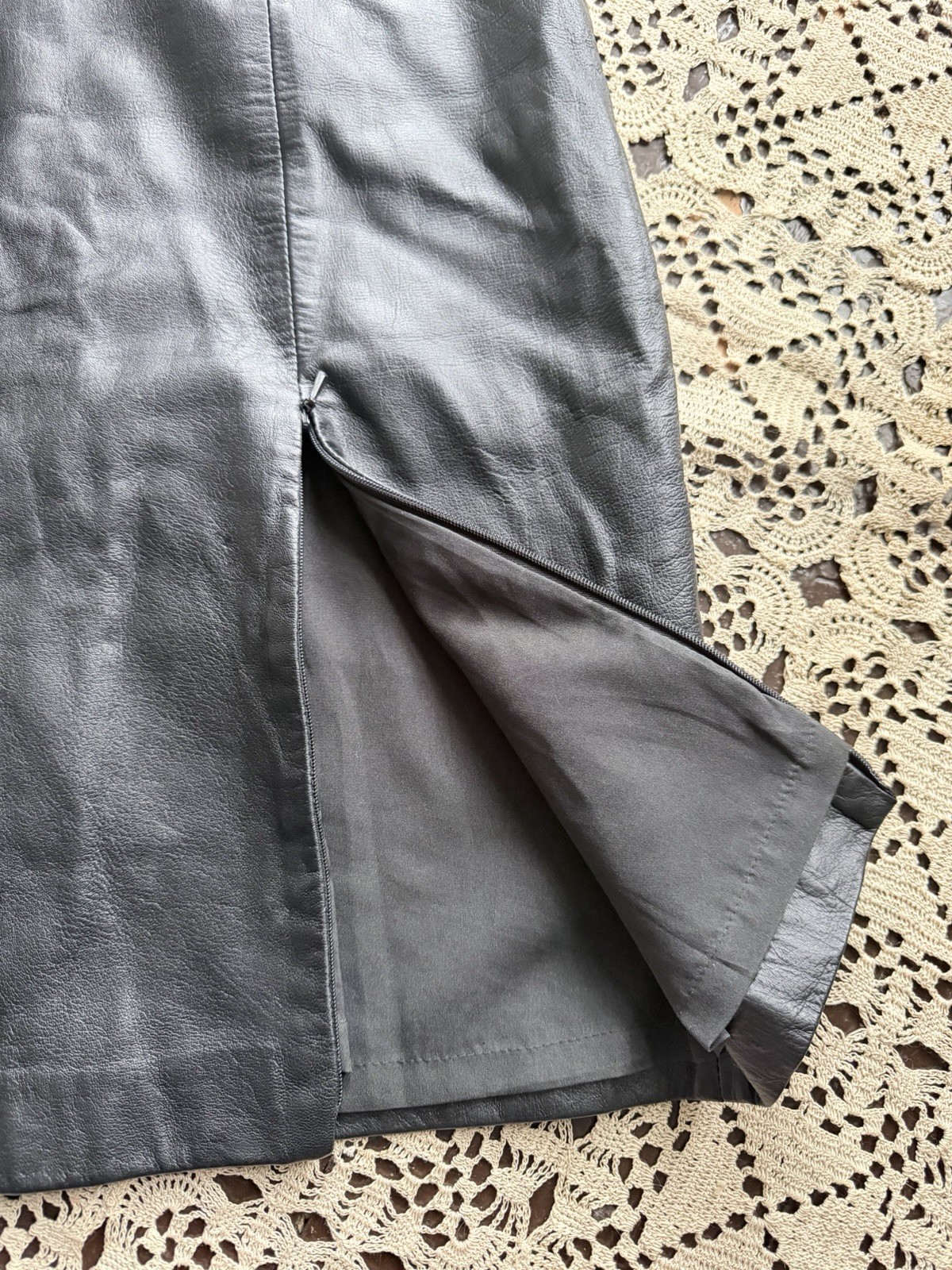 Vintage Y2K Black Italian Lambskin Skirt Genuine Leather Butter Soft Zipper S